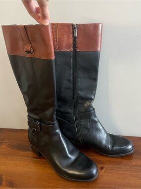 Bandolino Two-Tone Tall Riding Boots - Black & Brown